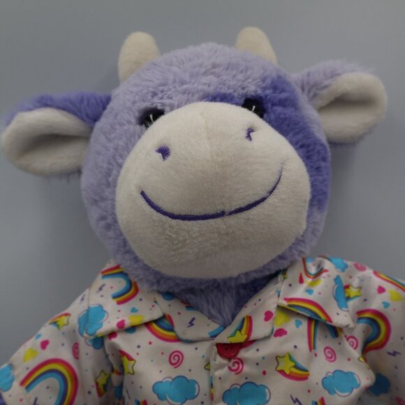 Build A Bear BAB Purple Lavender Spotted Cow Animal Plush 17" with Rainbow PJs - Picture 2 of 9